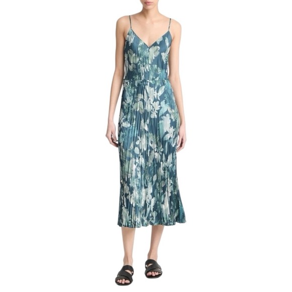 NWT VINCE‎ Shimmer Lake Crushed Cami Midi Dress Sz XXS $445